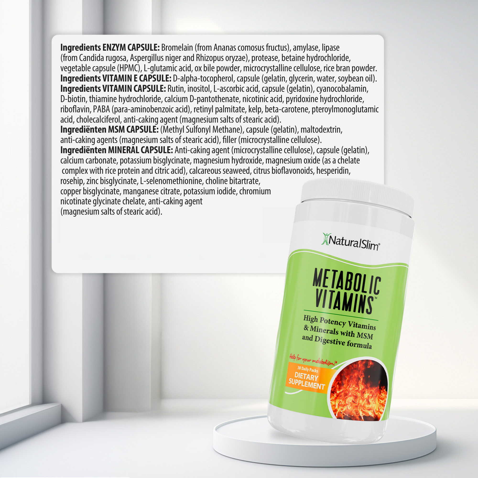 Metabolic Vitamins ingredients