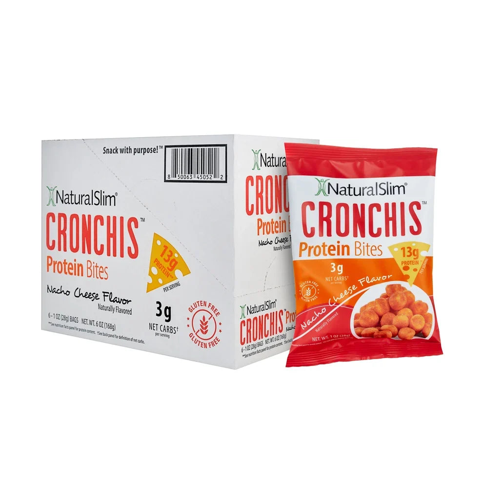 CRONCHIS Protein Bites Nacho Cheese box and bag