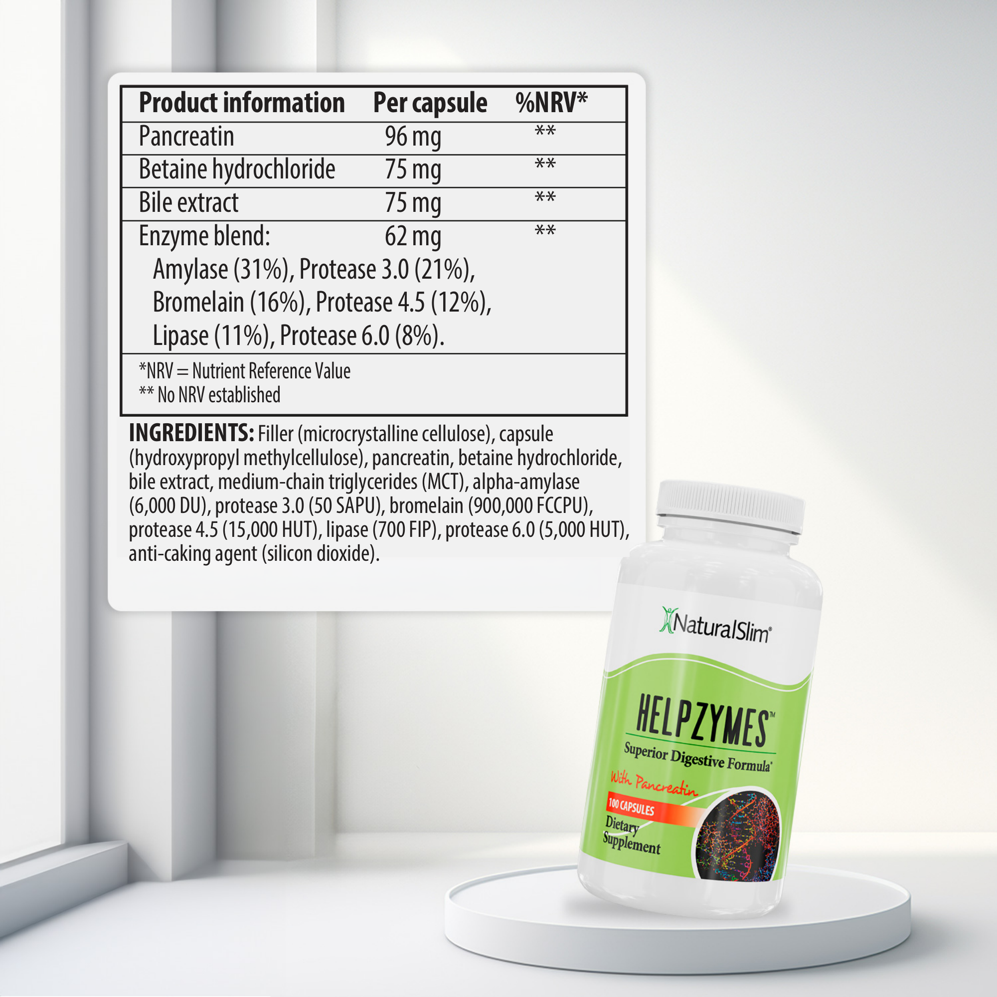 Helpzymes nutritional information