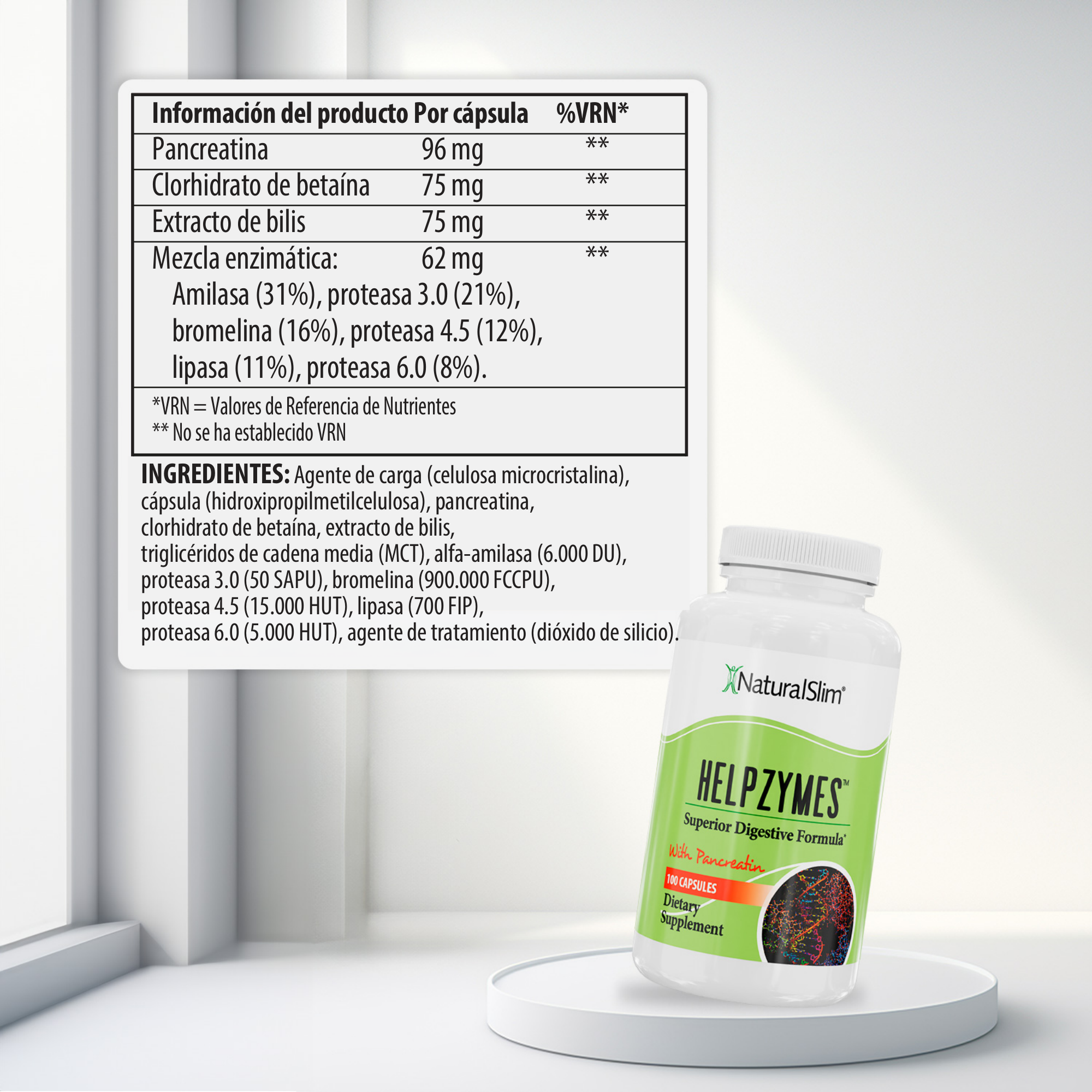 Helpzymes información nutricional [facts]