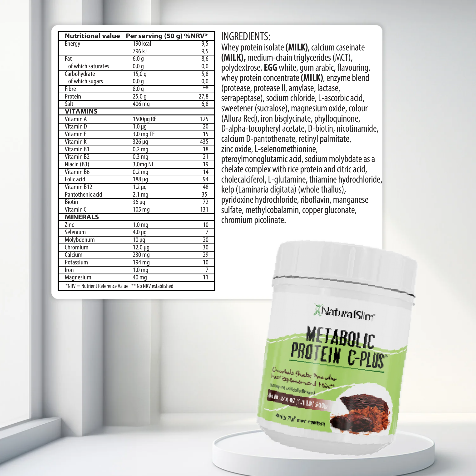 Metabolic Protein C-Plus Chocolate nutritional information [facts]