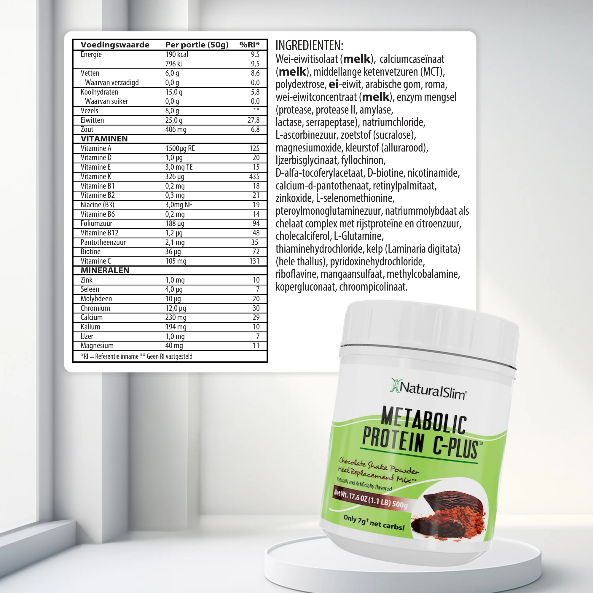Metabolic Protein C-Plus Chocolate voedingswaarde-informatie [facts:nl]