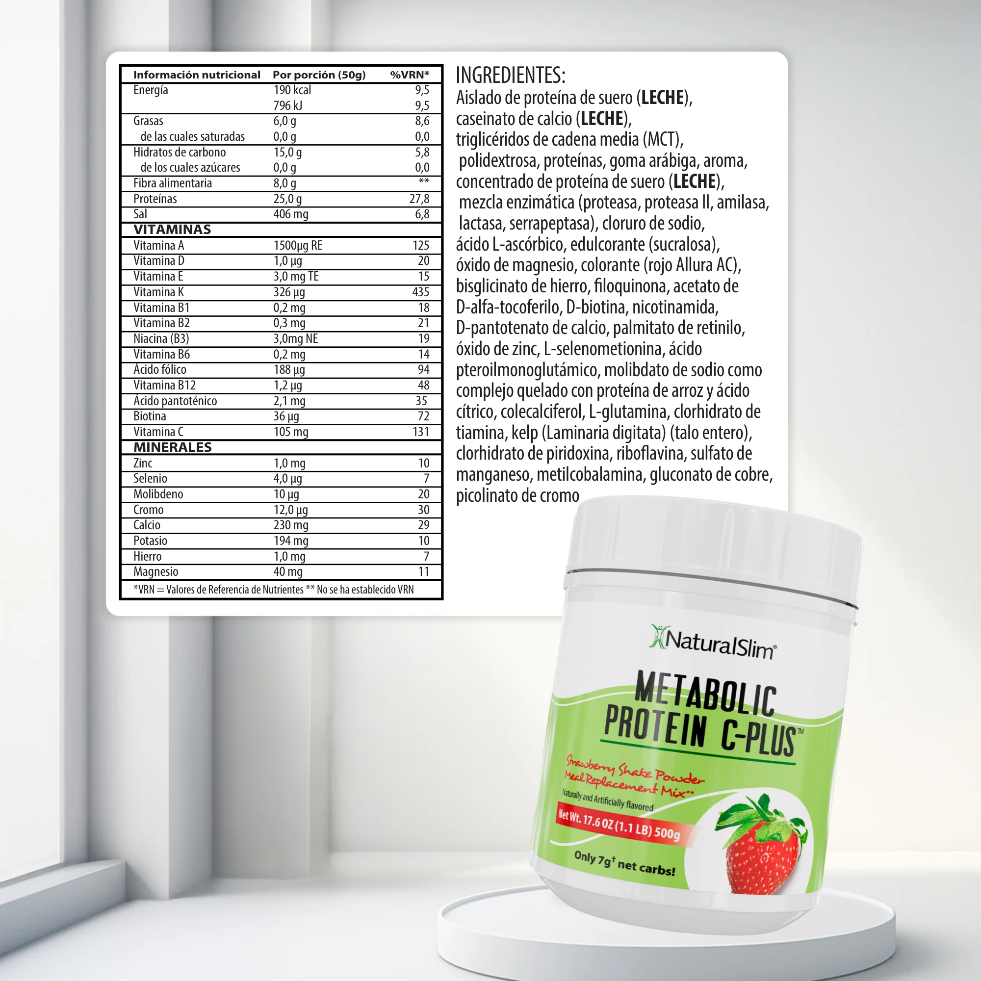 Metabolic Protein C-Plus Strawberry información nutricional [facts:es]