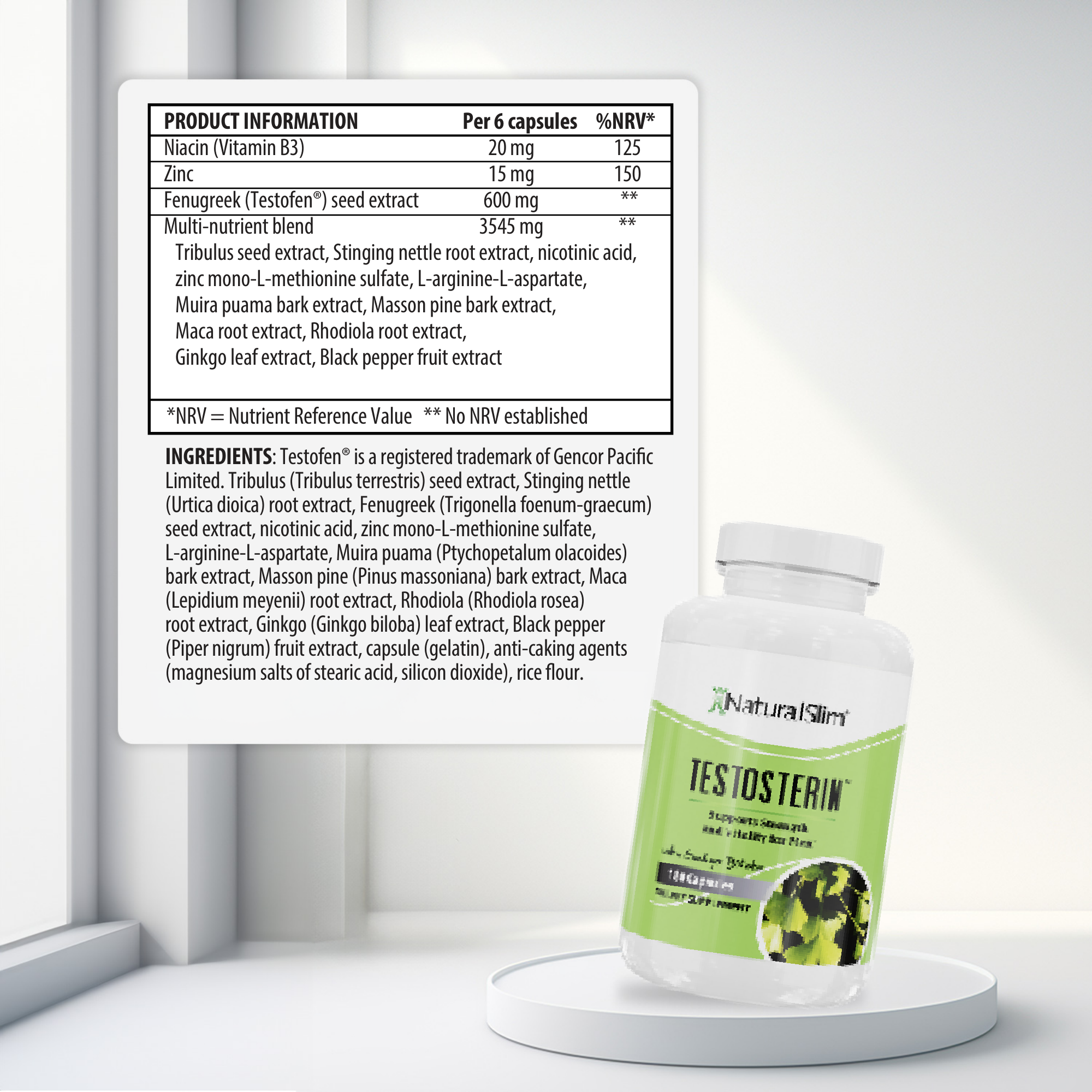 Testosterin nutritional information [facts]