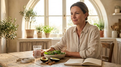 Woman following the NaturalSlim 5-Month Metabolism Restoration Plan in a bright kitchen